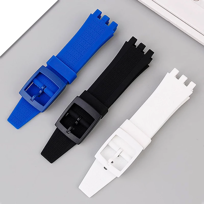 22mm Silicone Rubber Strap for Swatch Watch SVGB400 svgk401/2/3 406 408 Sports Waterproof Wristband Tools Bracelet Black Blue