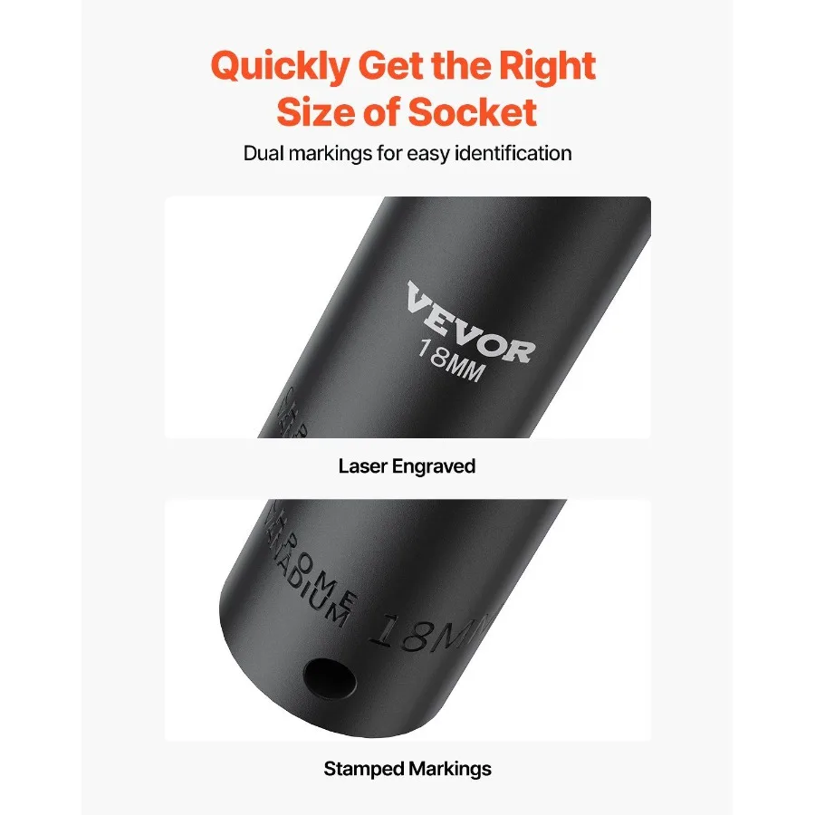 Conjunto de soquete de impacto 1 2 polegadas 26 peças soquetes de impacto soquete profundo 6 pontos soquetes construção robusta crv 1 2 polegadas unidade socke