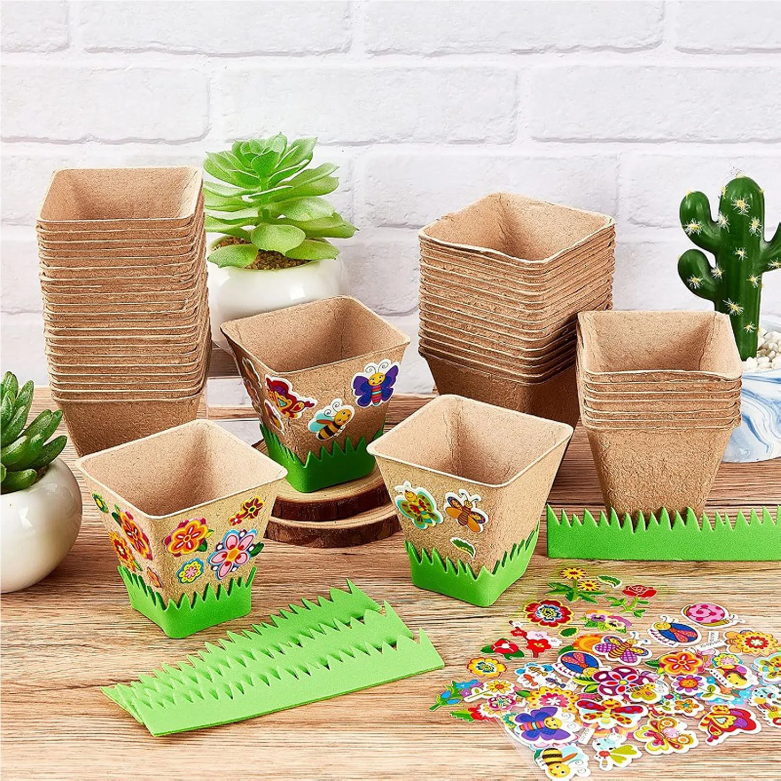 50PCS Garden Pulp Paper Pot Material Degradable Environmental Flower Pots for Flowers and Grasses Fruits