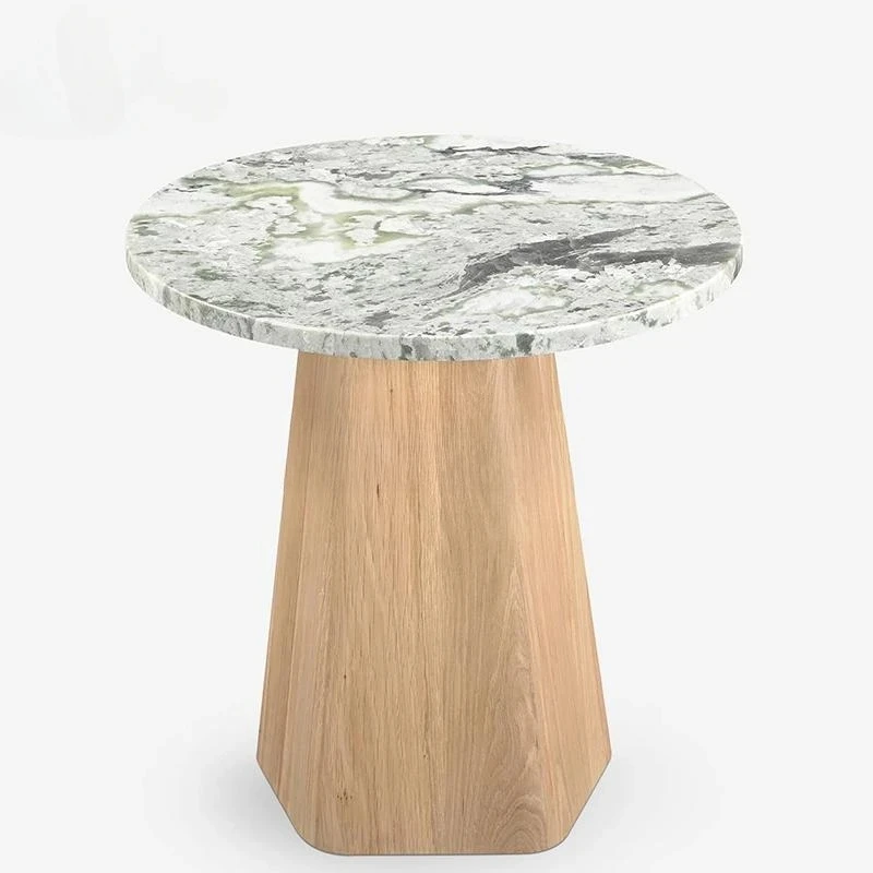 

Italian minimalist natural marble solid wood coffee table designer light luxury high-end edge table