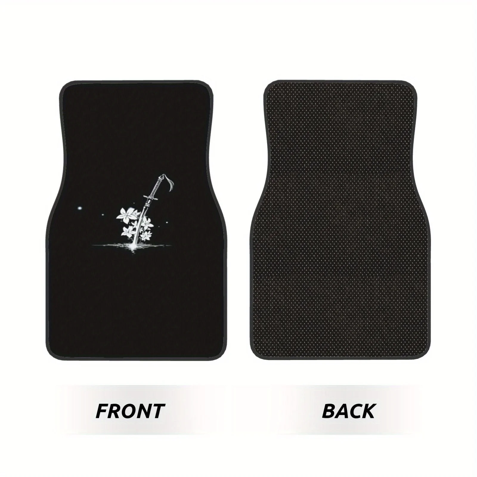 4pcs JDM Japanese Pattern Car Floor Mats: Crystal Fleece All-Weather Mat With Shovel& Snowflakes Design, Fit For Any Vehicle, Du