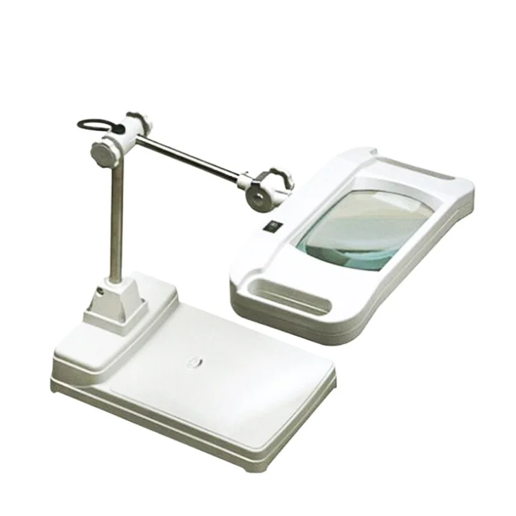 Square Table Lighted Magnifier HD Lens Folding Welding Inspection Table Desktop Bracket Lifting Repair LED Light