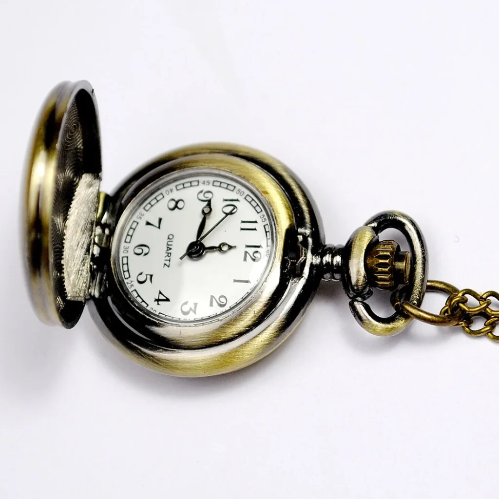 Vintage Cao Cấp Mặt Thạch Anh Đồng Hồ Bỏ Túi Cho Nam Nữ Hoa Khắc Ốp Lưng Fob Mặt Dây Chuyền "Đồng Hồ Cho Bộ Sưu Tập Quà Tặng