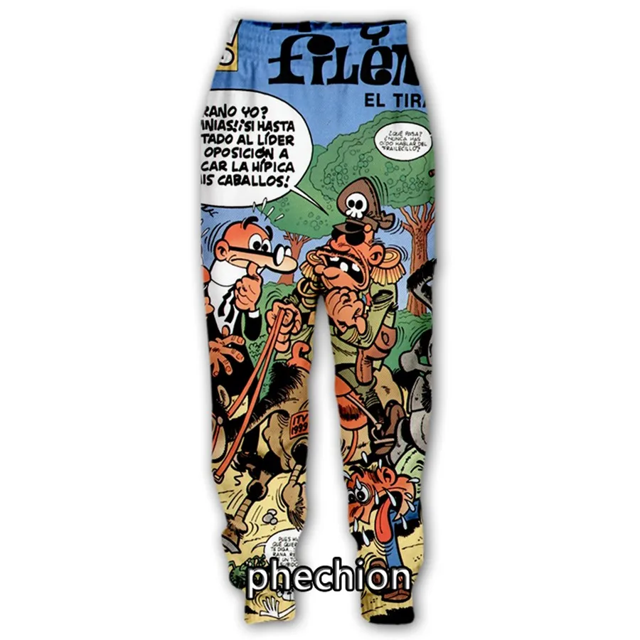 Phechion-Pantalones largos deportivos para hombre y mujer, ropa de calle informal con estampado 3D de Mortadelo y Filemon, holgados, F86