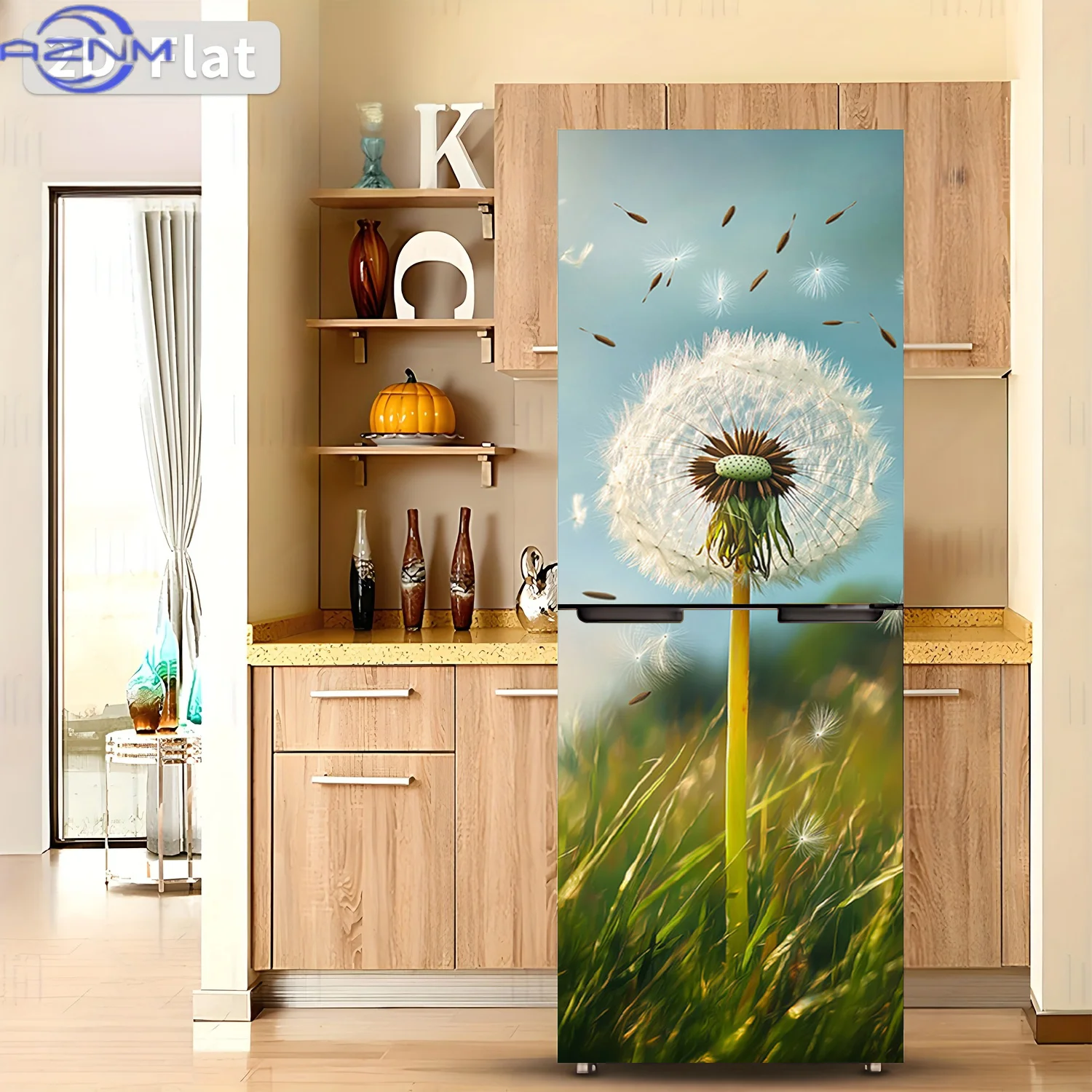 1pc  Dandelion Scattering Refrigerator Sticker | Self-Adhesive Wall Decal For Cabinets And Wardrobes, Modern Kitchen Home Deco