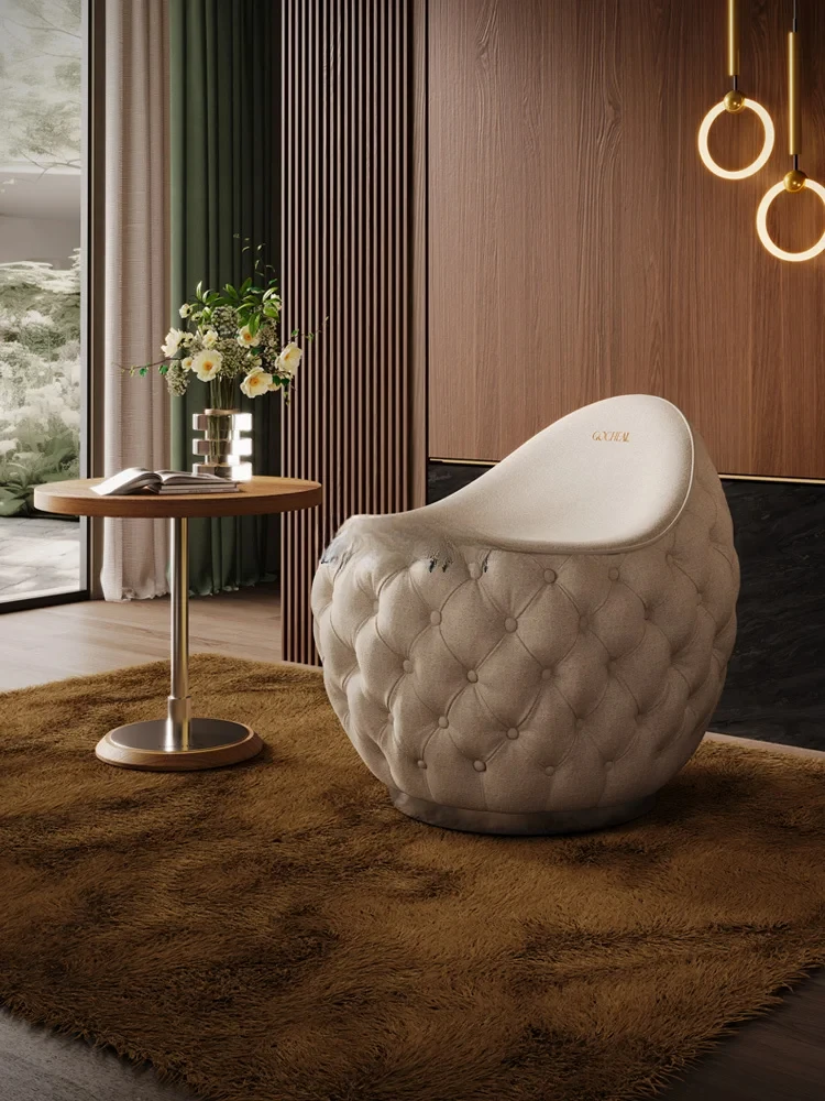 Chenier Stoff Freizeitstuhl Wohnzimmer Balkon Designer Kreativer eiförmiger Einzelstuhl