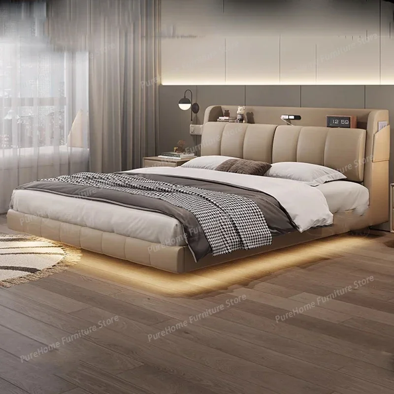 

Lamp High Suspended Bed Luxury Bedroom Double Storage Suspended Bed Headboard Girl Camas Moderrnas Inteligentes Furniture