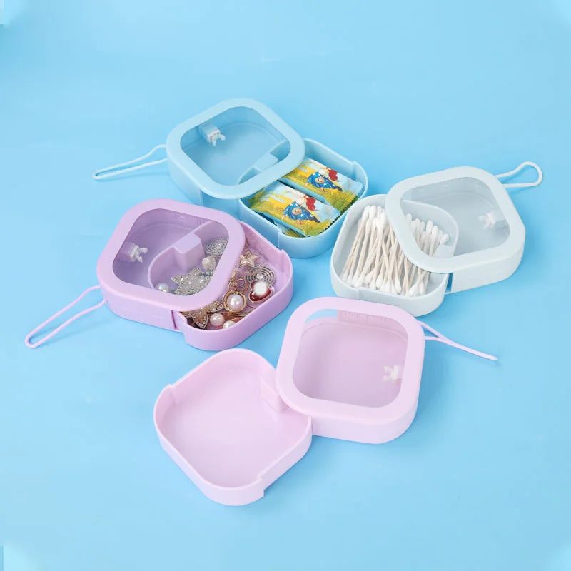 Mini Portable Storage Box Carry-on Clear Flip Jewelry Storage Box Small Storage Boxes Cell Phone Cord Pill Paper Clips Case