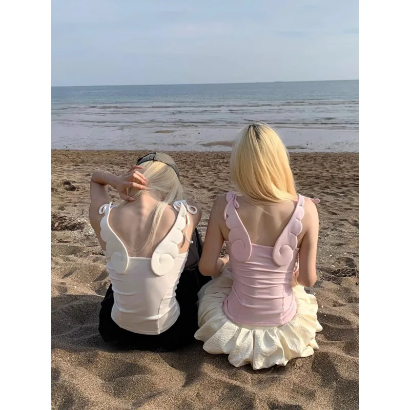 Sommer Neuheit: Engelsflügel-Tanktop für Damen – Reizvoller „Spicy Girl“-Stil mit rückenfreiem Design und einzigartiger Schnürung