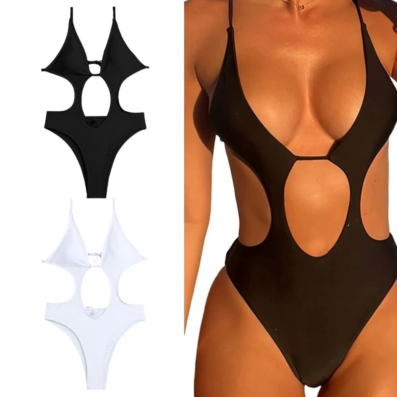 

Women One-pieces Hollow Out Sexy Bikinis Swimwear Chest Gathered Bathing Suits