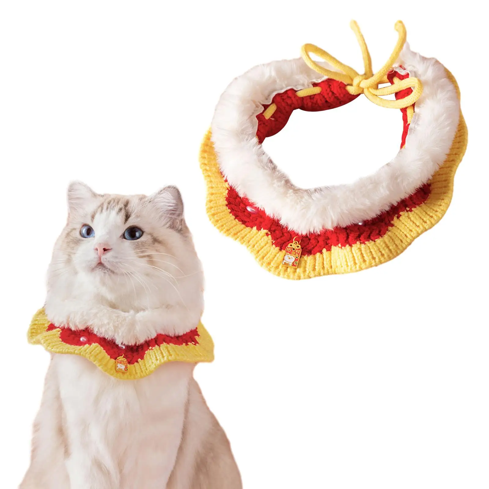 Hand Woven Crochet Bib Costume Accessories Cute Dog Bandanas for Holiday Pet