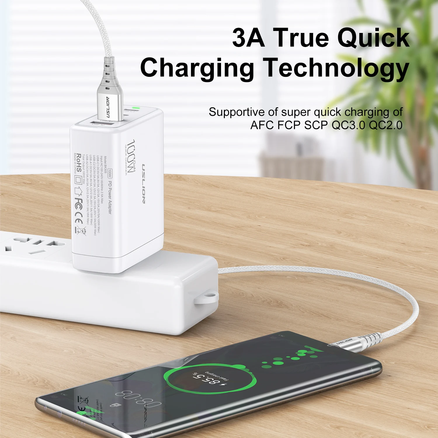 USLION 3A نوع C كابل آيفون 15 برو ماكس النايلون مضفر شحن سريع بيانات الحبل ل Xiaomi 14 Oneplus سامسونج POCO 0.3/1/2 متر #3