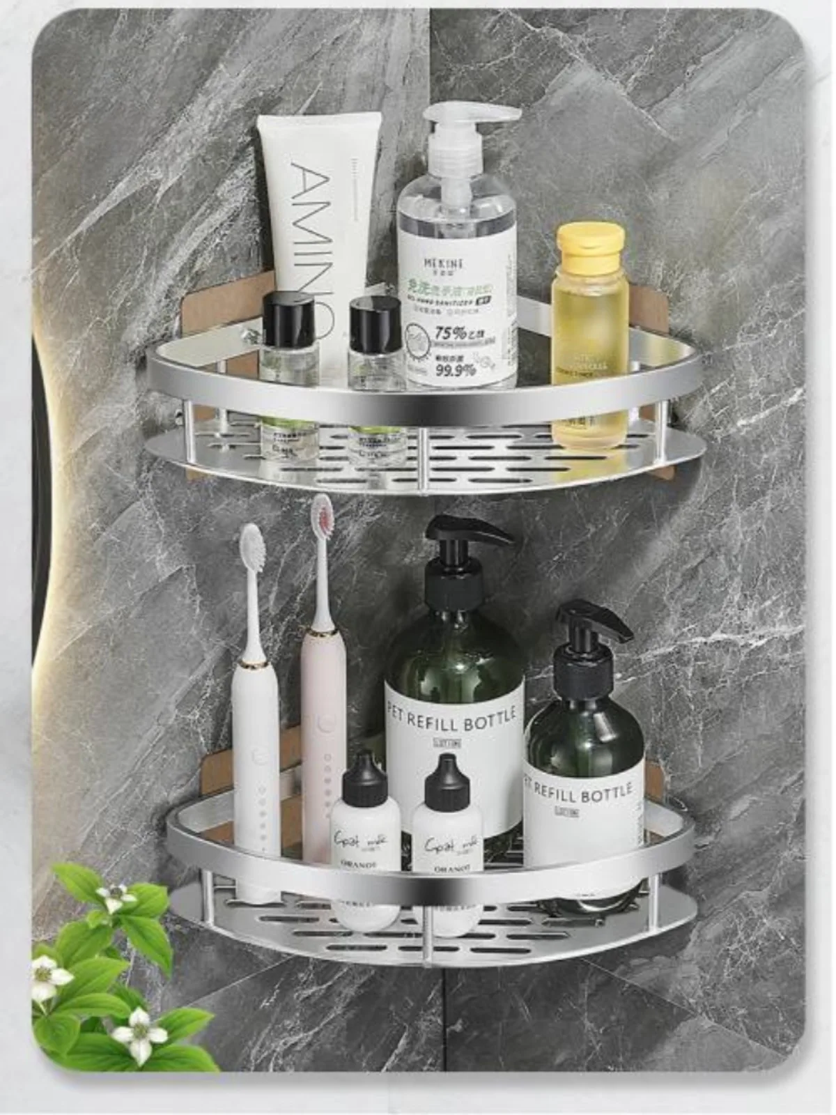 Shower Shelf Bathroom Perforation-Free Suction Cup Shampoo Rack Kitchen Triangle Wall Hanging Storage Rack Bathroom Accessories