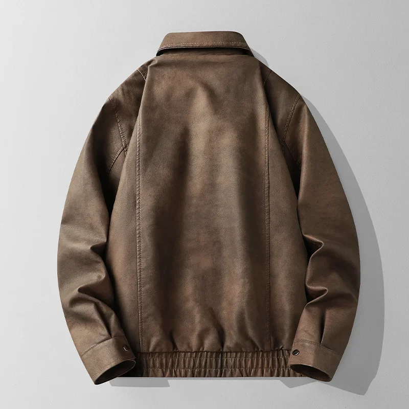 Male Trendy Fashionable Leather Jacket Hong Kong Trend Brand Korean Version Motorcycle Leather Jacket Men's Outdoor Clothing