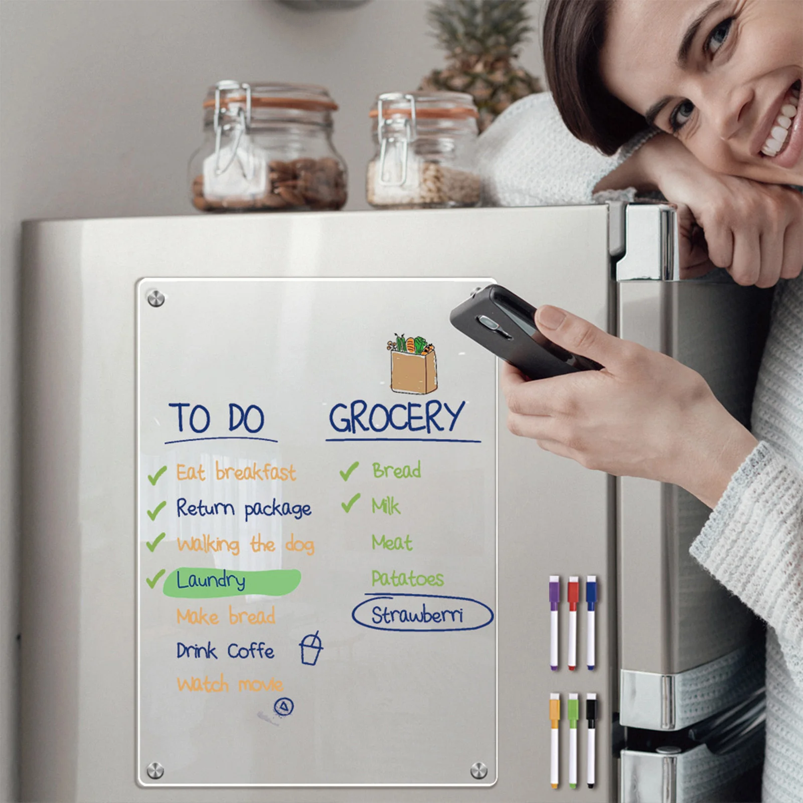 لوحة تقويم ملصق مغناطيسي للثلاجة، نشرة رسم رسائل يومية مرنة مناسبة لتنظيم الحياة اليومية للعائلة