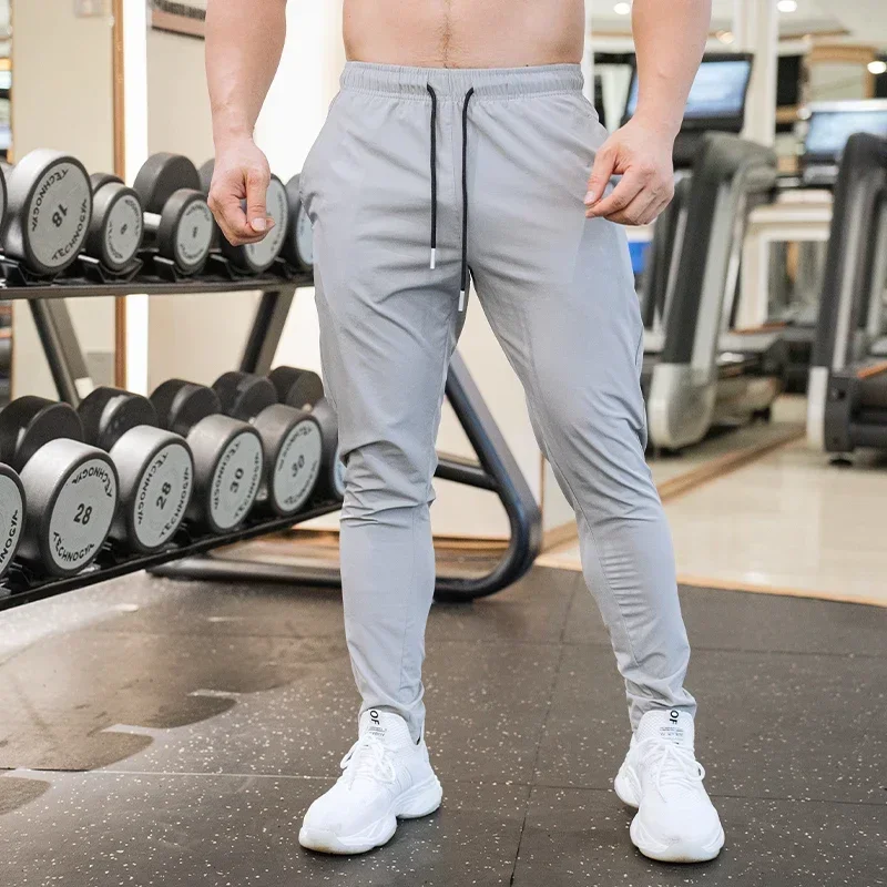 Ice Silk Sweatpants Men's Summer Ultra-thin Cooling Dry Fit Sports Pants Running Breathable Trousers Casual Fitness Leg
