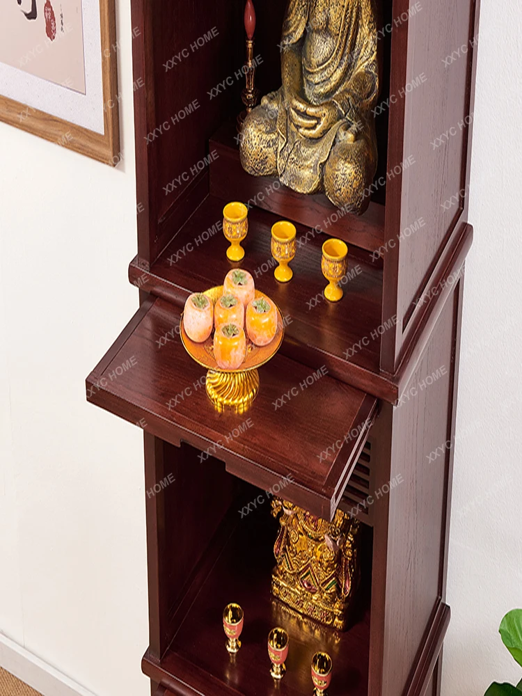 Solid Wood Three-Layer Elm Buddha Shrine Cabinet Home