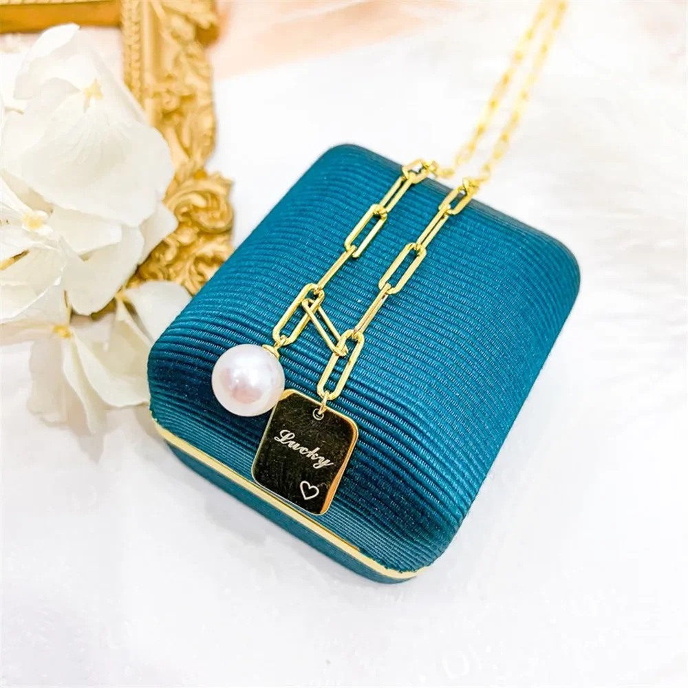 

DIY Pearl Accessories S925 Sterling Silver Set Chain Empty Tray Fashion Pendant with Silver Chain Fit 7-9mm Round Oval Beads