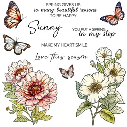 Mangocraft Spring Flowers Butterfly Cutting Dies Clear Stamp DIY Scrapbooking Metal Dies Silicone Stamps For Cards Albums Decor