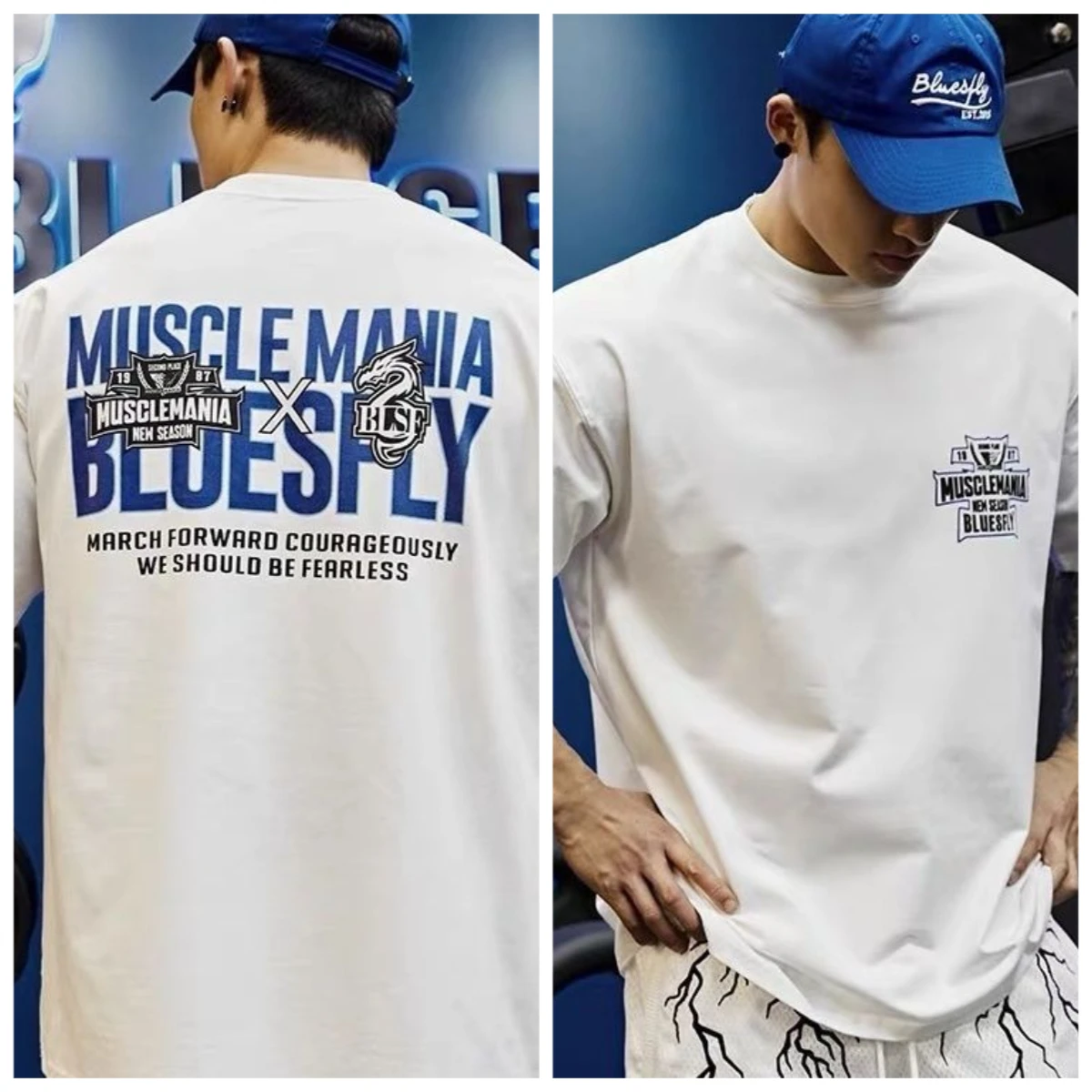 

2025 Summer New Printed Joint Style Fitness Sports Short Sleeve T-shirt Men's Casual Trendy Brand Loose Half Sleeve Diy