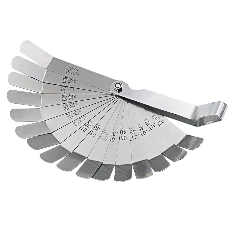 1 set for 16 Blades Feeler Gauge 0.05 to 1mm Thickness Curved Stainless Steel Gap Metric Filler Feeler Gauge