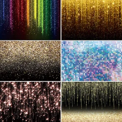 Laeacco Golden Glitters Photo Backdrops Birthday Party Banner Decoration Portrait Name Customize Photography Background Blue Red