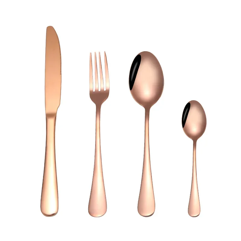 4pcs stainless steel tableware western food steak knife fork spoon dinning table set  tableware reusable gold silverware set