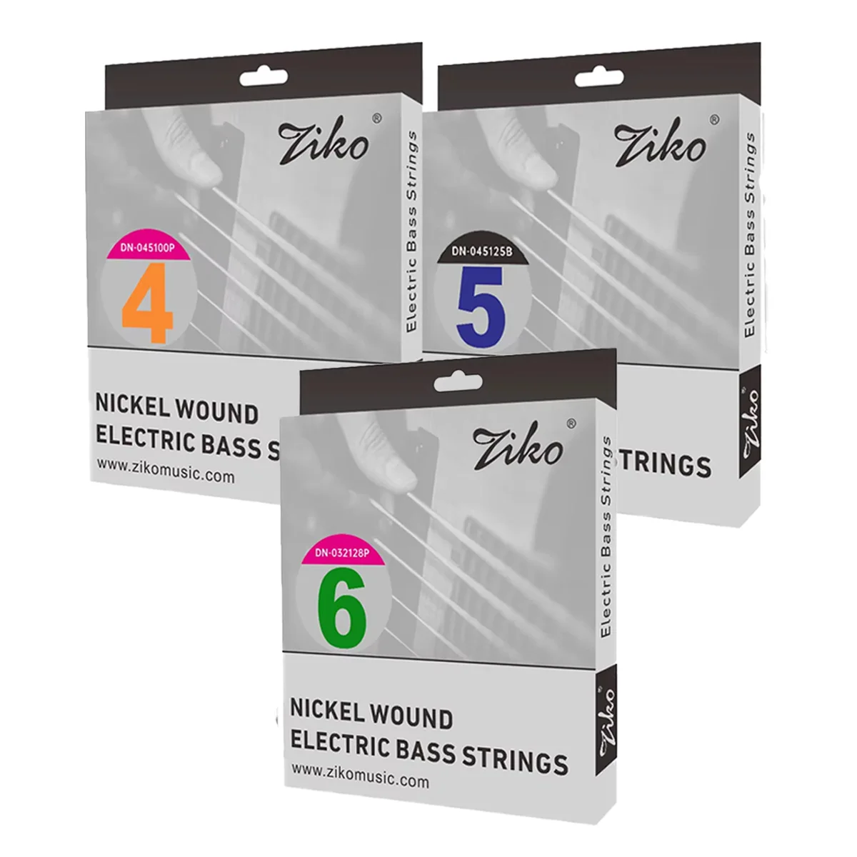 ZIKO 4/5/6 String Electric Bass Strings, Hexagonal Alloy Carbon Steel, Black Pink Bass Strings for Practice & Performance