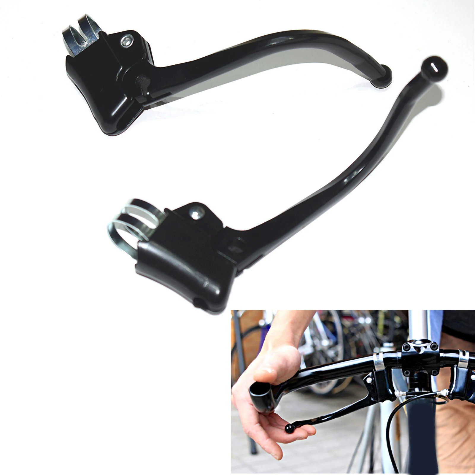 1 Pair Stainless Steel Bicycle Brake Levers, 22-24mm Grip Diameter, Retro Style for Fixed Gear Bikes