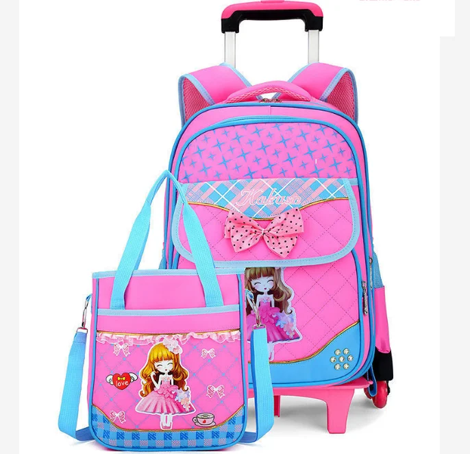 

Girl's School Rolling backpack set with handbag School Trolley Bag School Wheeled backpack School bag on wheels Trolley Satchel