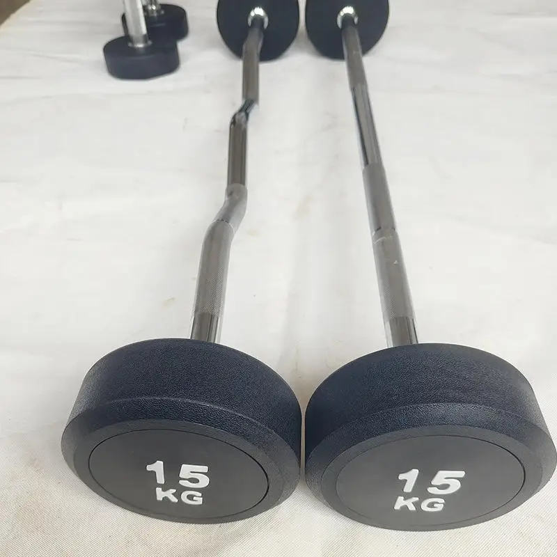 Steel Barbell Straight Curved Bar Set with Fixed Rack Portable Gym Fitness for Weight Lifting 20kg-50kgpromote Sales