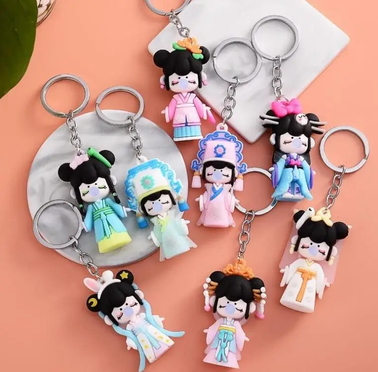 1 pz New fashion cartoon doll bubble girl portachiavi ciondolo borsa auto