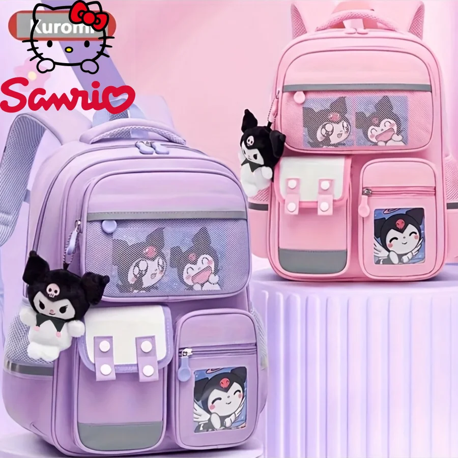 

Sanrio Kuromi Lightweight Backpack Adjustable Shoulder Straps Multiple Pockets Organizational Compartments Student Bag School