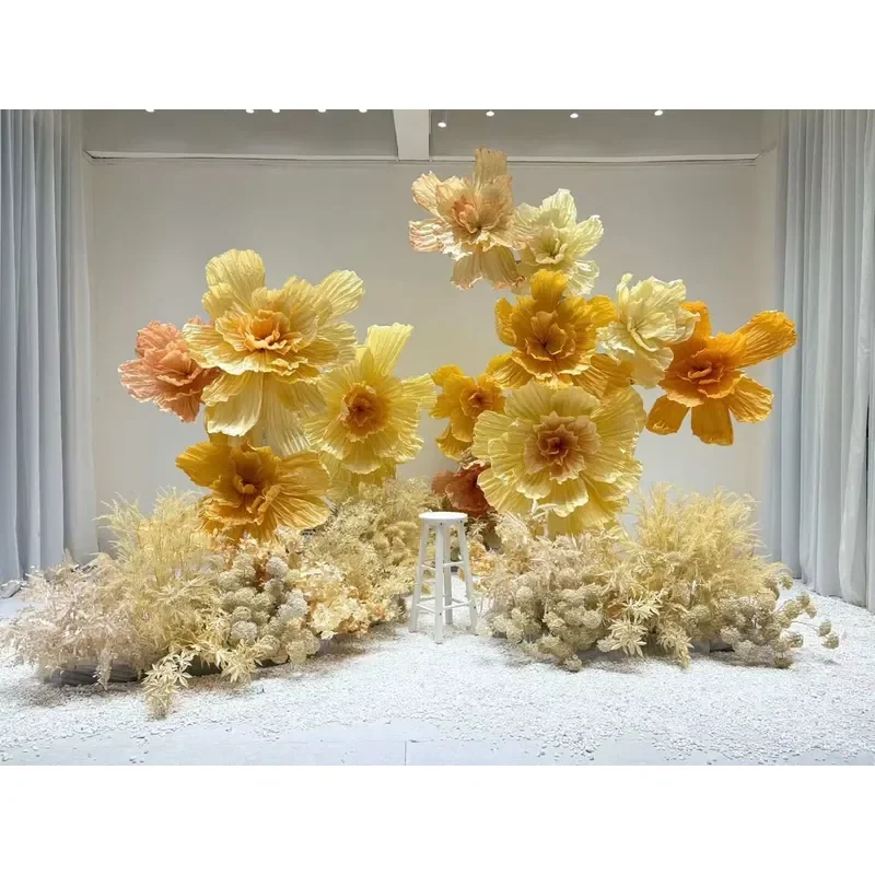 Romantic Giant Paper Art Installation for Wedding Event Decoration, Stage Backdrop Display and Mall Visual
