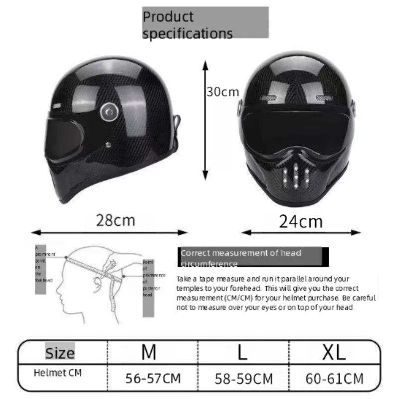 C-Ridng Genuine Carbon Fiber Adventure DOT Certified Modular Design Style Full Face Motorcycle Helmet with Dark Detachable Lens