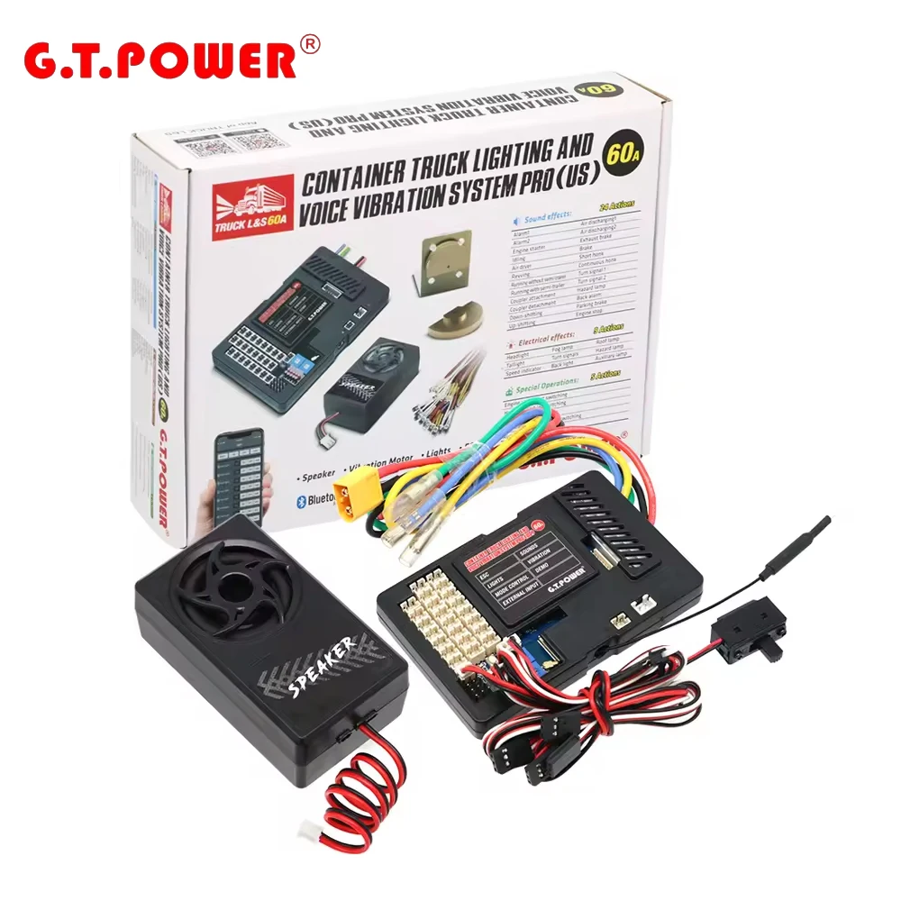 G.T.Power Container Truck Lighting and Voice Vibration System Pro 7-14V 2-3S Phone APP Control 60A ESC Output