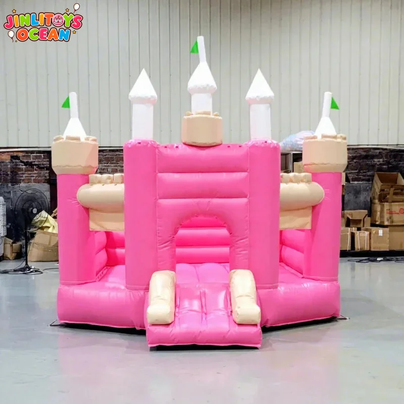 Pink Princess Inflatable Bounce House Mini Castle PVC Material Easy Setup Kids Toddlers Indoor Outdoor Backyard Birthday Party