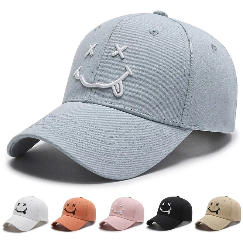 Embroidery 3D Expression Smiley Face Spring and Fall Sun Hat Men and Women Youth with Outdoor Sports Baseball Cap