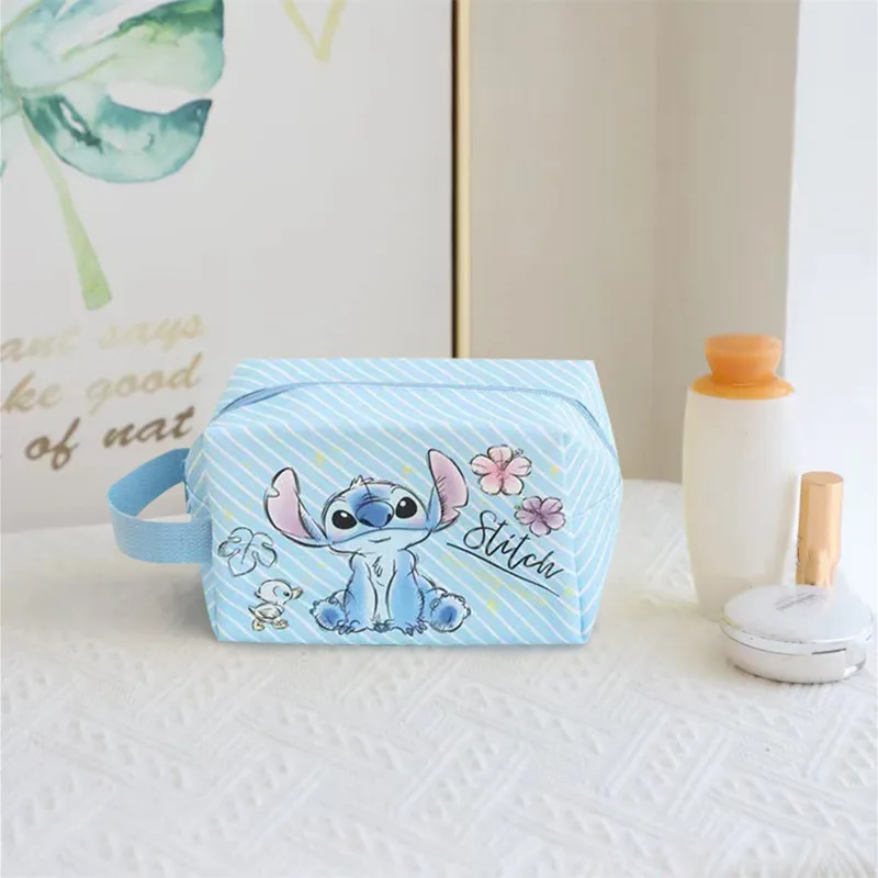 Disney Anime Stitch Cosmetic Bag Kawaii Lilo & Stitch Cartoon Large Capacity Makeup Bag Girl Woman Portable Handbag Gifts