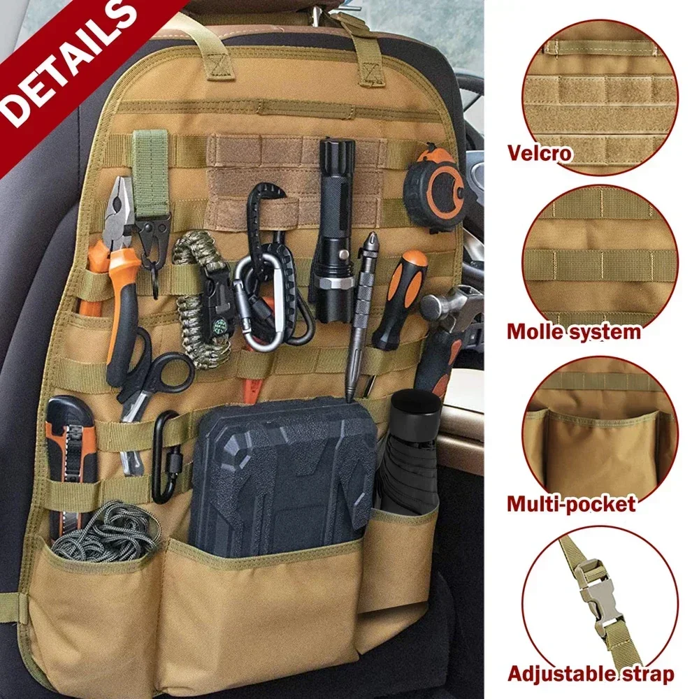 

Car Seat Back Organizer Universal Tactical Molle Vehicle Panel Cover Protector with Multiple Pocket for Truck SUV MPV Saloon Van