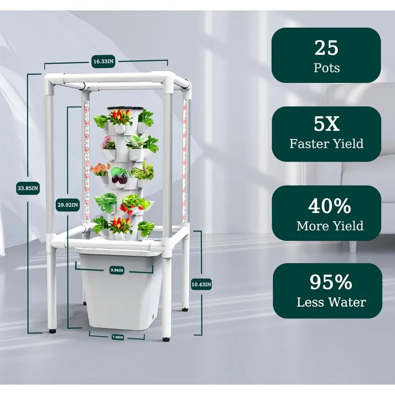 Sjzx hydrocultuur plantensysteem met kweeklampen (zaailingen niet inbegrepen) |   Hydrocultuursysteem met 25 planten