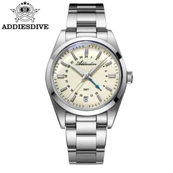 ADDIESDIVE Couple Watch For Woman 36mm Fashion Quartz Watches For Men Waterproof 100m BGW9 Luminous Steel Date GMT Wristwatch