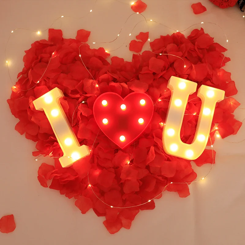 Wedding Decorative Name Letters Alphabet Letter LED Lights Luminous Number Lamp Night Light Party Baby Bedroom Decoration Home