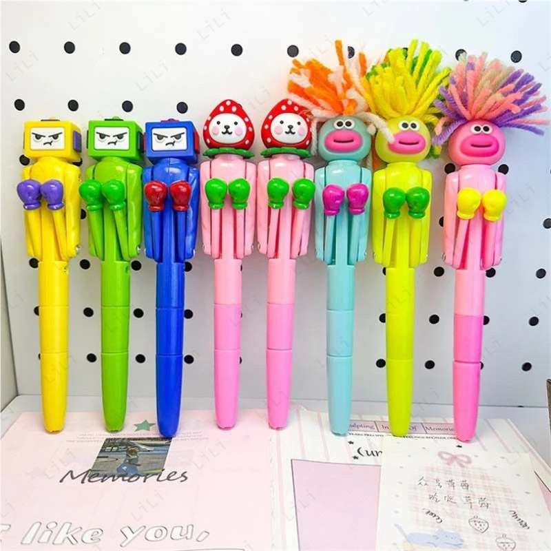 신형 로봇 울 실 소형 복싱 펜 인터랙티브 스트레스 해소 펜 고급스러운 외관의 만화 재미있는 펜 재미있는 선물