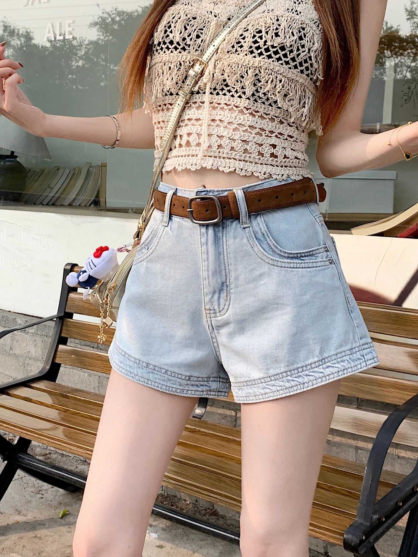 ZHISILAO Nuovi pantaloncini di jeans a vita alta Pantaloncini di jeans casual vintage da donna Estate 2025