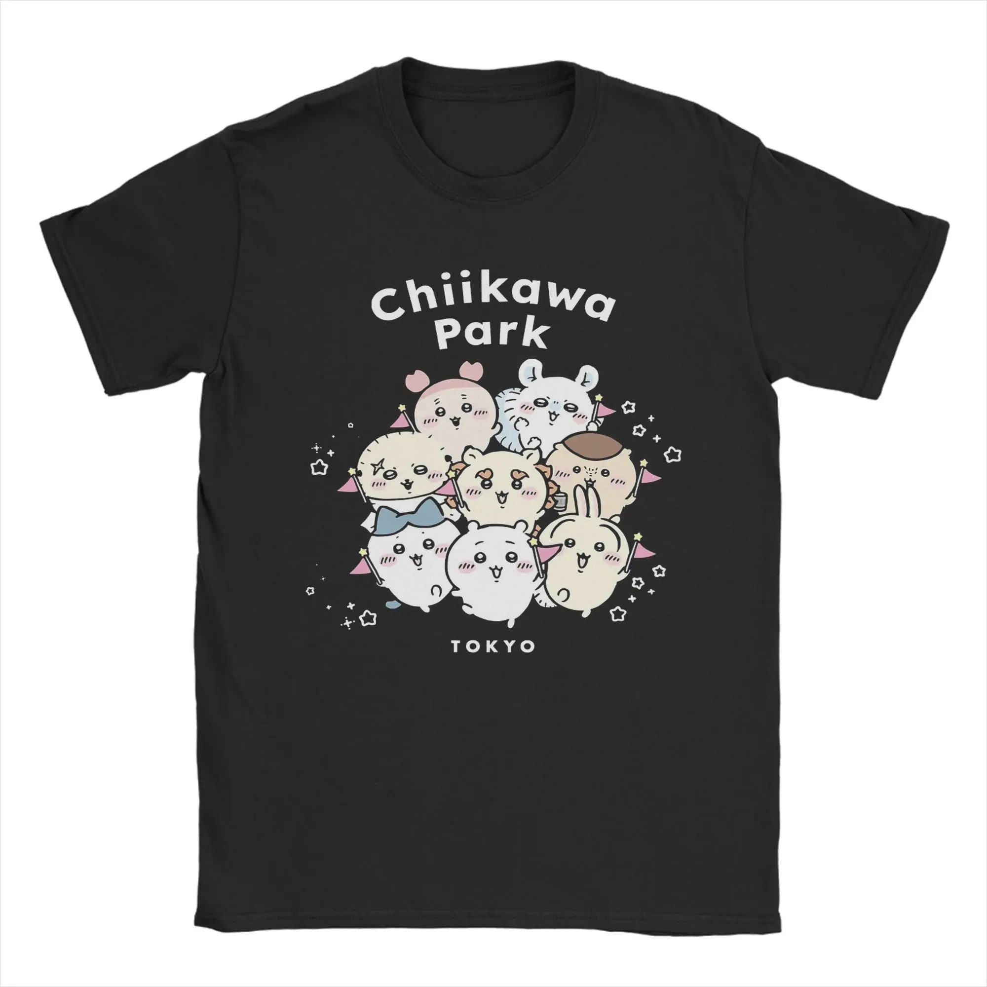 Chiikawas and Friends T-Shirt für Herren, lustiges T-Shirt aus reiner Baumwolle, Rundhalsausschnitt, kurzärmeliges T-Shirt, Sommerkleidung