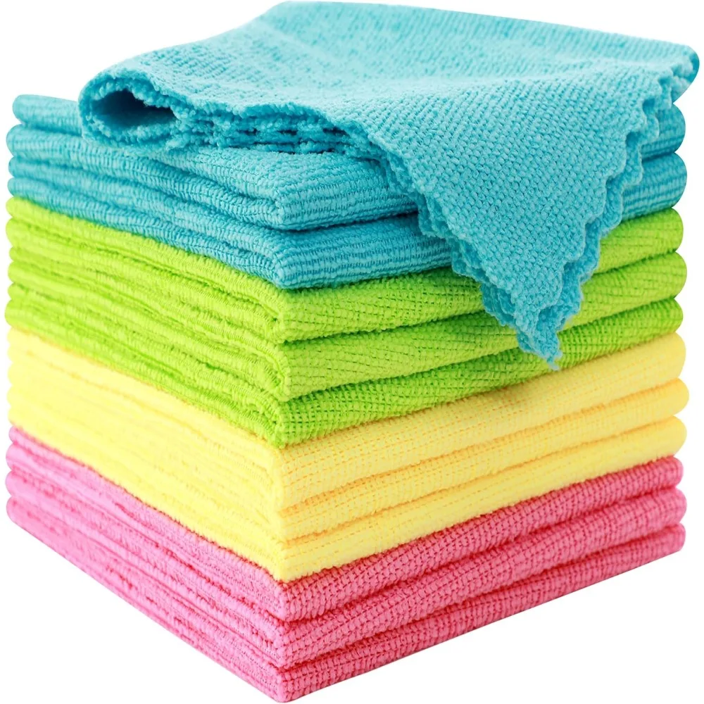 12 Pack Reusable Microfiber Cleaning Cloths Fast Drying 12x12 Inch Multicolor