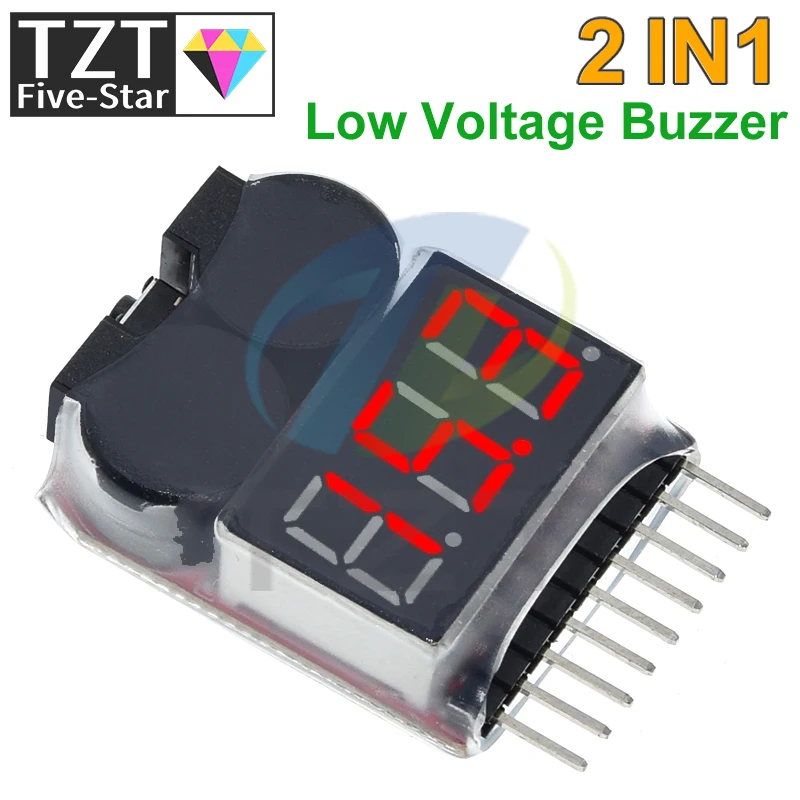 TZT 1-8S Lipo/Li-ion/Fe RC helicopter airplane boat etc Battery Voltage 2 IN1 Tester Low Voltage Buzzer Alarm