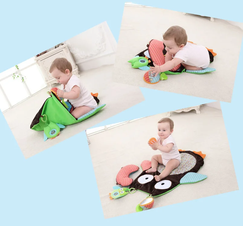 Atividade do bebê Gym Mat com chocalho destacável, colchão de treinamento sensorial, brinquedos do bebê, 0-12 meses