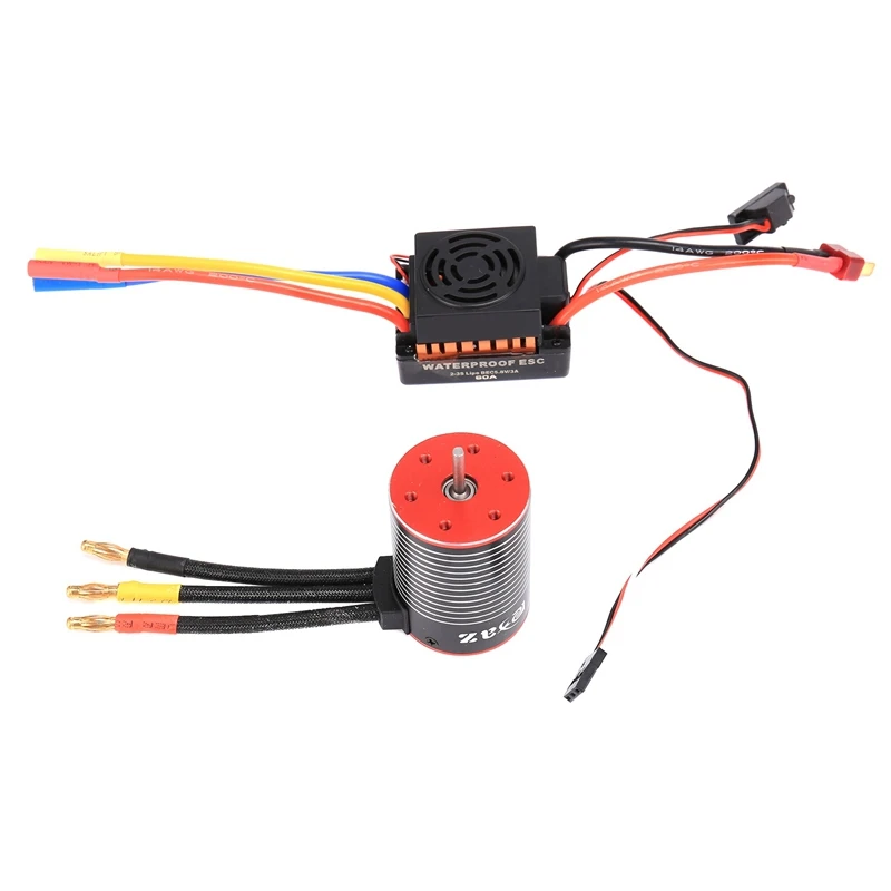 3650 3600KV Brushless Motor And 60A Brushless ESC Waterproof For 1:10 1/10 RC Truck Car Boat Model